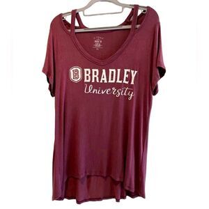 U-TRAU‎ Comfort For Life Bradley University Cold Shoulder T-shirt XL NWOT